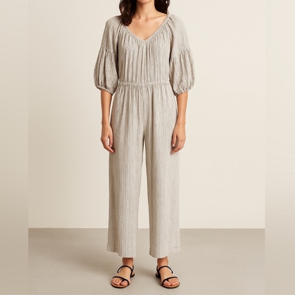 Apiece‎ Apart White And Black Striped Camelia Jumpsuit - Picture 1 of 9